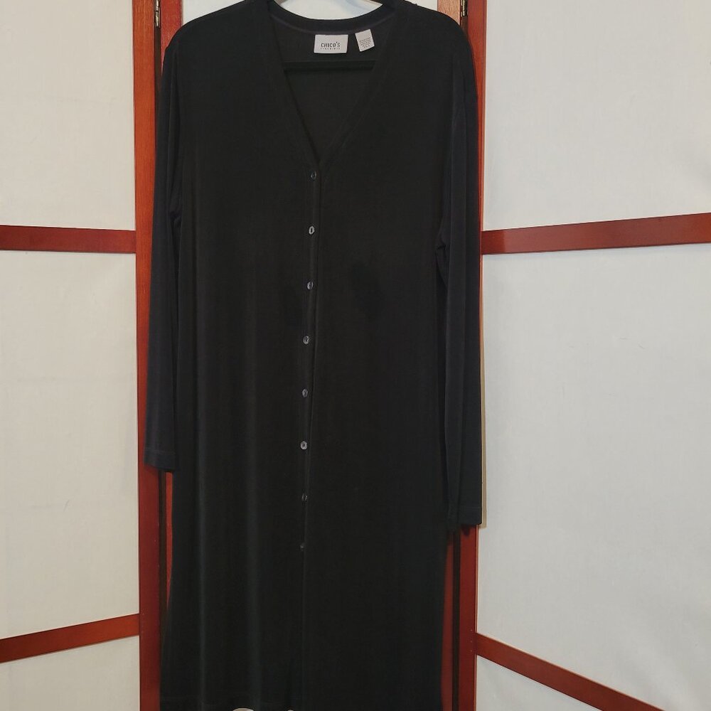 Chico's Travelers - Black Cardigan/Dress - Button-down Size 3
